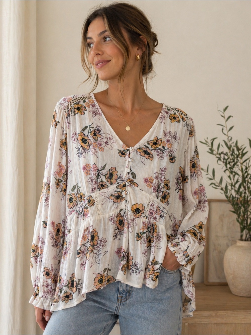 American Rag Peasant Blouse in Ivory